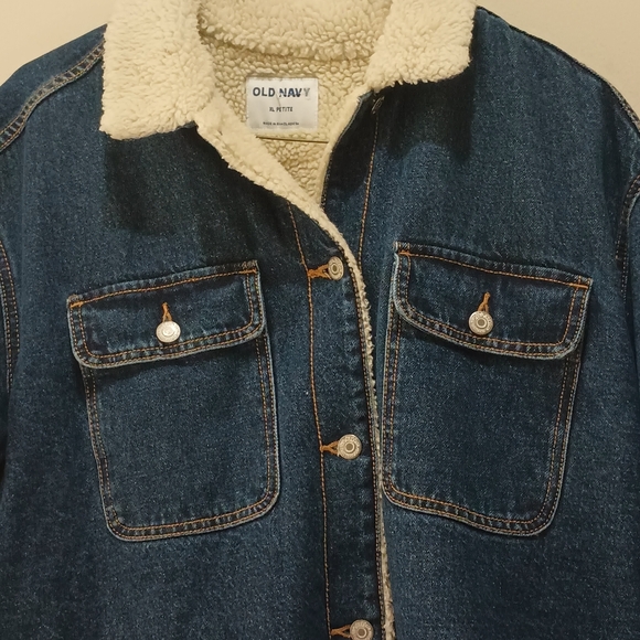 Old Navy Women's Sherpa Lined Denim Jacket Size (XLP) XLarge Petite - Picture 3 of 16